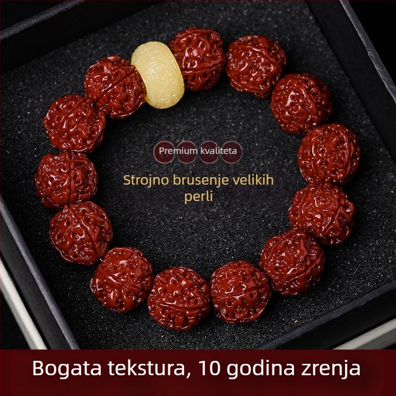 Bodhi narukvica od Rudraksha, kineskog stila, polirana izrada, zimsko izdanje 2024, idealan dar
