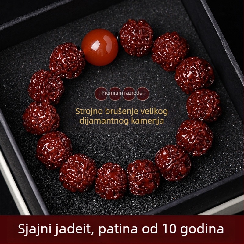 Bodhi narukvica od Rudraksha, kineskog stila, polirana izrada, zimsko izdanje 2024, idealan dar