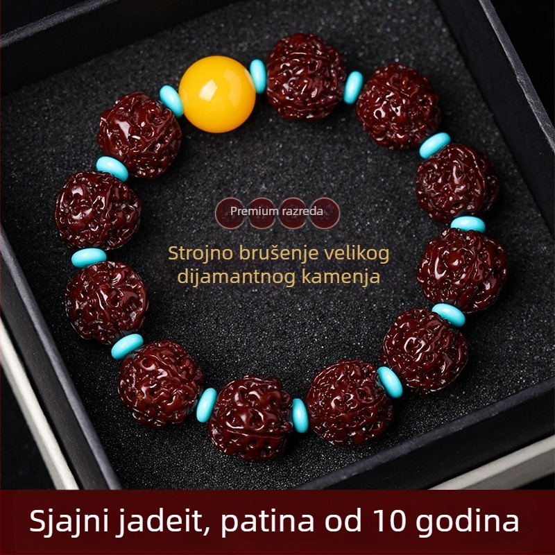 Bodhi narukvica od Rudraksha, kineskog stila, polirana izrada, zimsko izdanje 2024, idealan dar