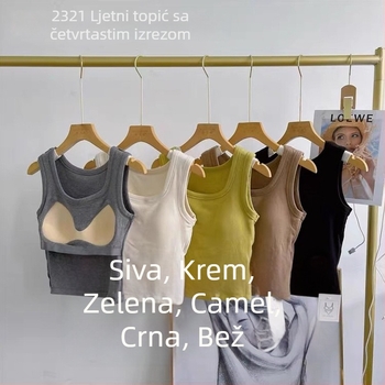 Ženski top s kvadratim izrezom i jastučićima za grudi – svestran sportski top za slojevito nošenje