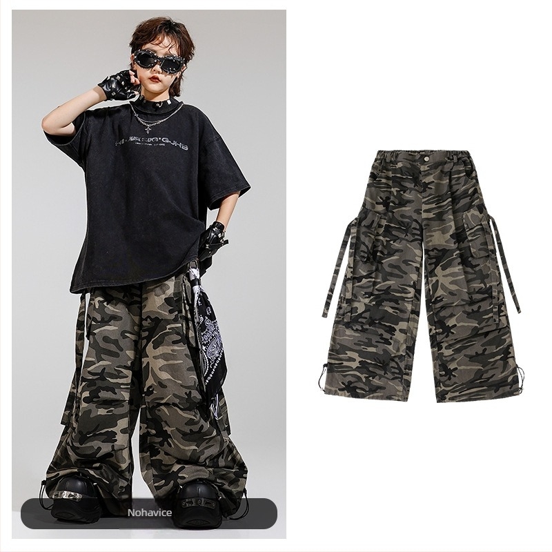Dječje hip-hop odijelo za street dance s pamukastim hlačama – unisex, jazz nastup, ljeto 2025, 8+ godina