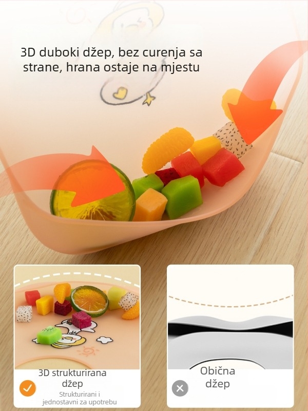 Silikonski ubrus za hranjenje djece, crtani uzorak, vodootporan i lagan, za uzrast 0-6 godina