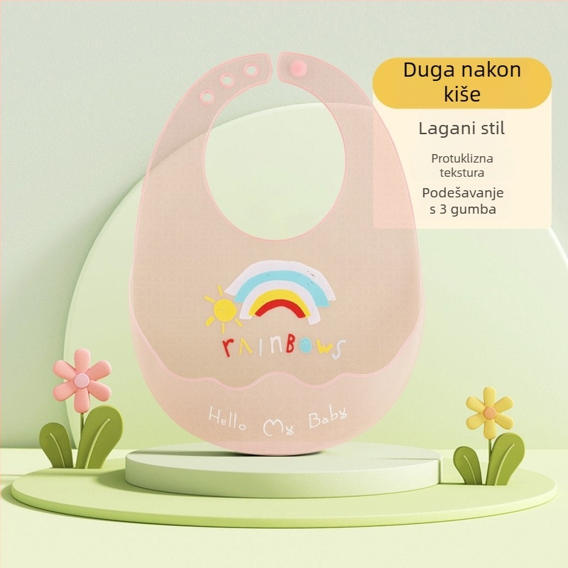 Silikonski ubrus za hranjenje djece, crtani uzorak, vodootporan i lagan, za uzrast 0-6 godina