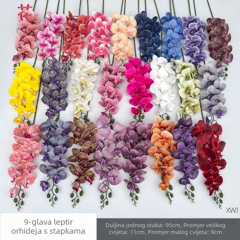 Svilen Phalaenopsis orhideja — 3D studijske rekvizite za fotografiranje, stiliziranje i reljefni završetak, kućna dekoracija