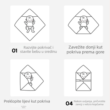 Zavijanje deka za novorođenče - čista pamuk, Space Cotton punjenje, trostruki sloj topline, crtani uzorak, Sigurnosna klasa A