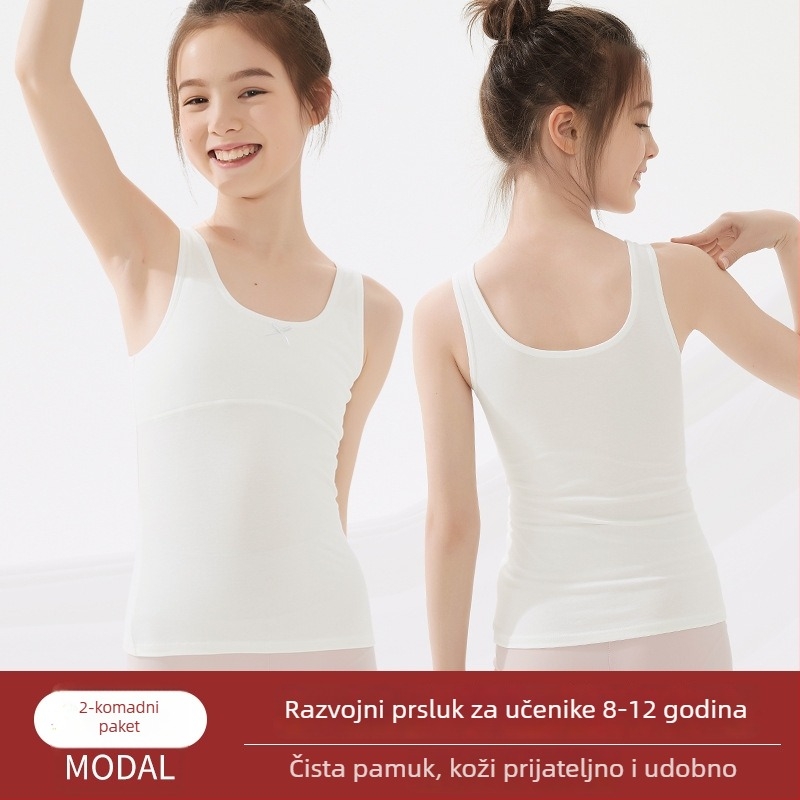 Djevojački pamučni top s tankim modeliranim košaricama, puna košarica, prozračan, bez čeličnog obruča