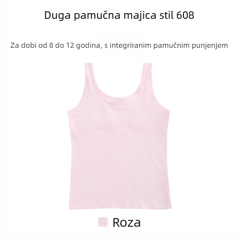 Djevojački pamučni top s tankim modeliranim košaricama, puna košarica, prozračan, bez čeličnog obruča