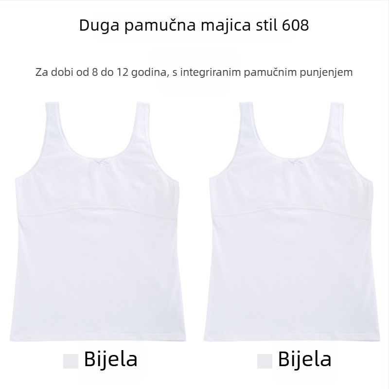 Djevojački pamučni top s tankim modeliranim košaricama, puna košarica, prozračan, bez čeličnog obruča
