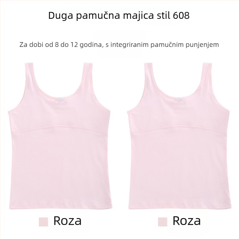 Djevojački pamučni top s tankim modeliranim košaricama, puna košarica, prozračan, bez čeličnog obruča