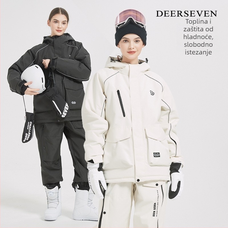 Unisex skijaški komplet: topao, vodootporan i prozračan s kapuljačom i hlačama, Oxford tkanina, podstava i punilo od poliestera; vodootpornost 10000.