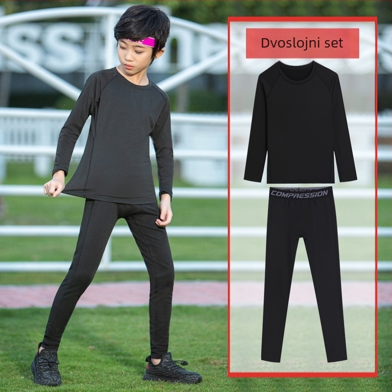 Dječji uski trening komplet – unisex, uski kroj, brzo suši milk silk tkanina, 95% klorirano vlakno, 5% poliester podstava, jednobojan, pogodna za trčanje, košarku i nogomet
