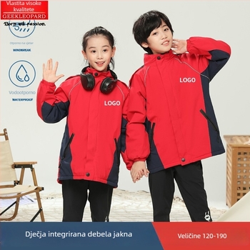Dječja zimska jakna, vjetroodbojna i vodootporna 5000 mm, s kapuljom i fleece podstavom od poliestera, za djecu 8–9 godina (Vodootpornost 5000 mm; Kapuljača; Fleece podstava; Materijal: Poliester)
