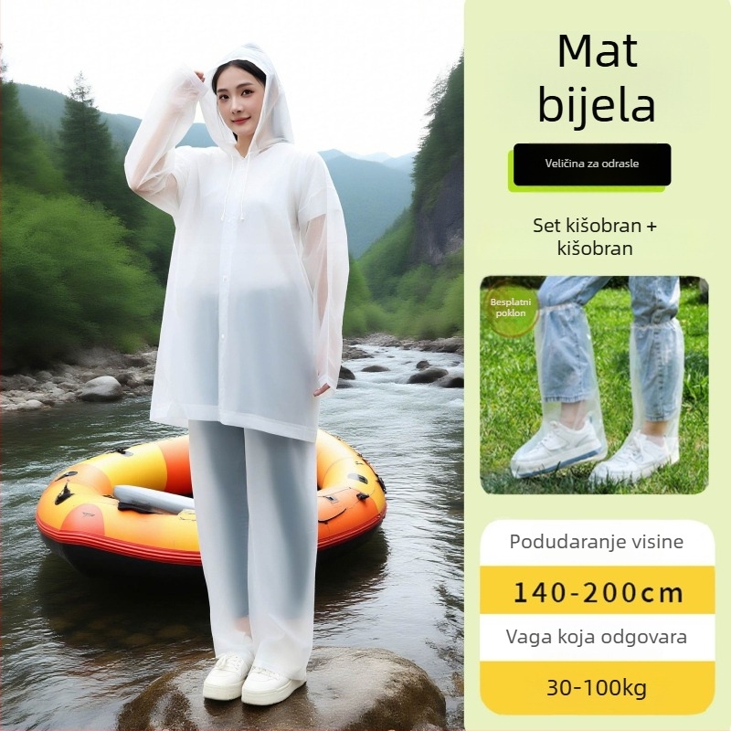 Rafting kišni pončo za odrasle s potpunim pokrivanjem tijela i zaštitom stopala, EVA tkanina, višekratna upotreba, PVC vodootporni sloj