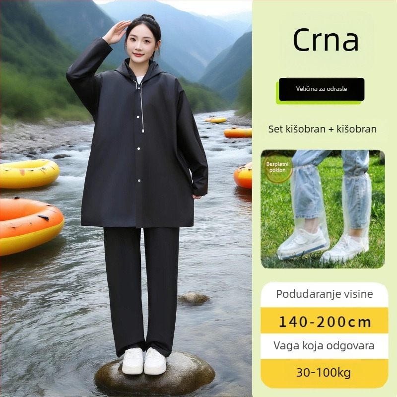 Rafting kišni pončo za odrasle s potpunim pokrivanjem tijela i zaštitom stopala, EVA tkanina, višekratna upotreba, PVC vodootporni sloj