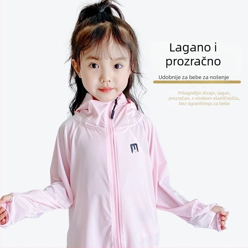 Dječja UV zaštitna majica od Ice Silk s kapuljačom, s podstavom od Spandexa, za djevojčice 4–6 godina