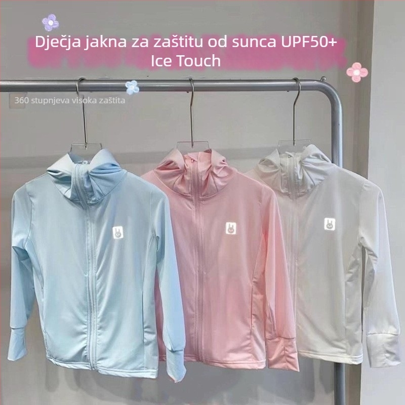 Dječja UV zaštitna majica od Ice Silk s kapuljačom, s podstavom od Spandexa, za djevojčice 4–6 godina