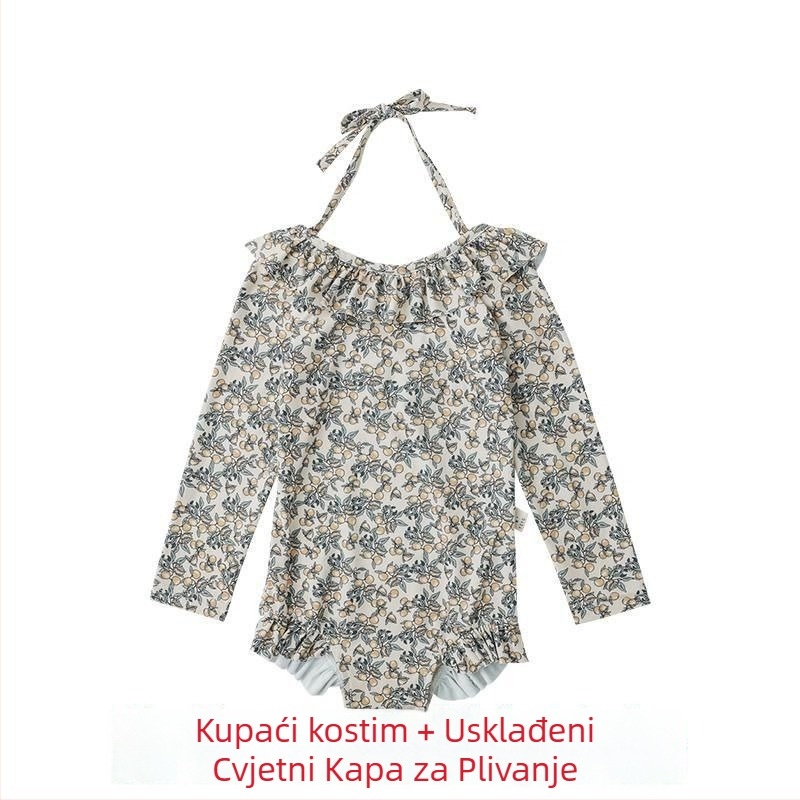 Dječji kupaći kostim za djevojčice s otvorenim leđima, jednodijelni, uz crtić uzorak, za uzrast 0-8 godina, materijal najlon/elastan