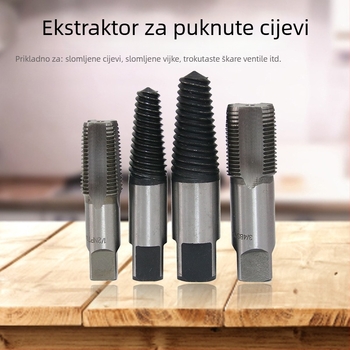 Set za popravak navoja slavine: ekstraktor slomljenog navoja i alat za navojno rezanje, visoko ugljični čelik, pakiranje 1/2/4/5, kućna upotreba, nacionalni standard, težina 0.6