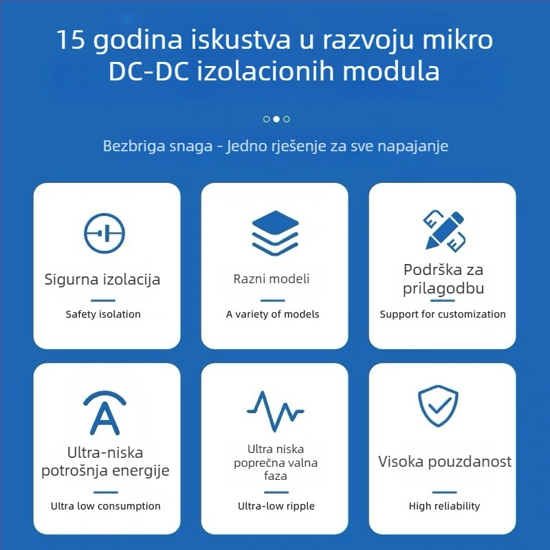 Izolirani napajajući modul A0505S/0512S/0524S-1WR2/1WR3/2WR3, 5V na 5V, za 3C digitalne primjene