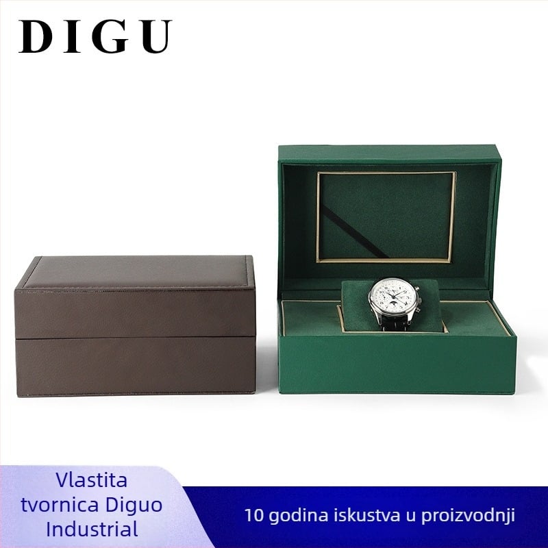 Kutija za satove od PU kože s unutrašnjim flanelom, preklopni poklopac, model EE003, pakiranje za darove i nakit