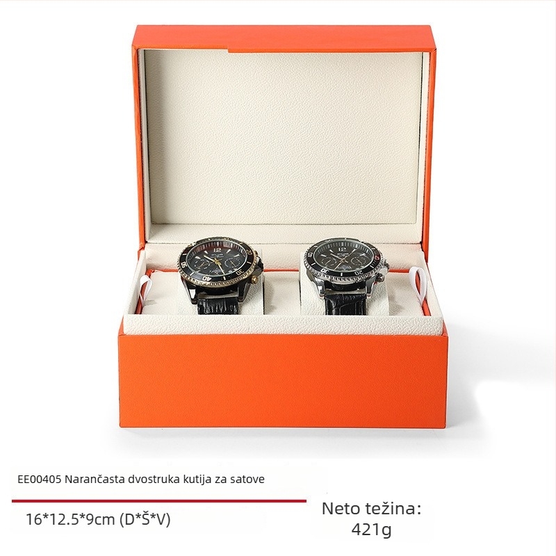 Kutija za satove od PU kože s unutrašnjim flanelom, preklopni poklopac, model EE003, pakiranje za darove i nakit