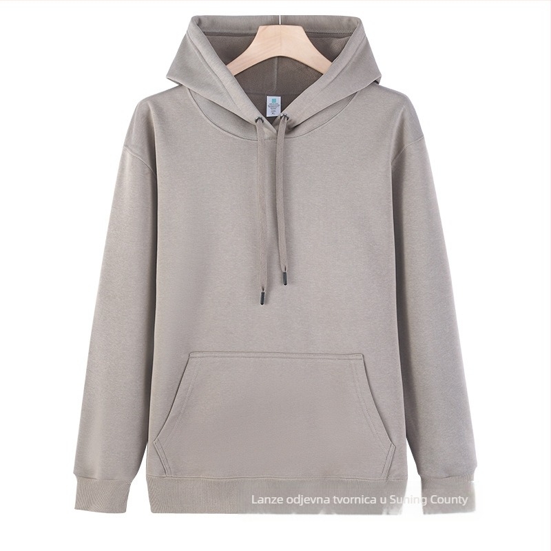 Kapucnasta pulover od pamuka s velvet silver fox velvet, vunena podstava, opušten kroj, dugi rukavi, okrugli izrez