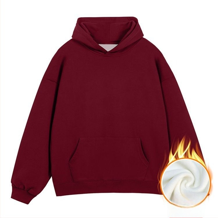 Džemper s kapuljacom od flisa, trodimenzionalni patch džepovi, 420 g mješavina pamuka fleece, ležeran kroj, okrugli izrez