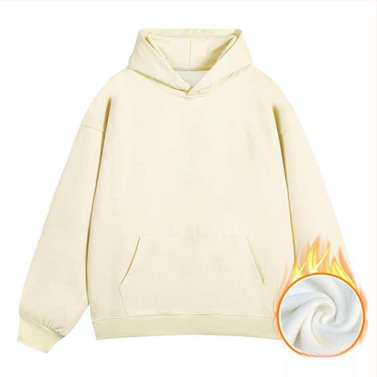 Džemper s kapuljacom od flisa, trodimenzionalni patch džepovi, 420 g mješavina pamuka fleece, ležeran kroj, okrugli izrez