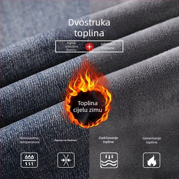 Muške traperice ravnog kroja, debele s flis podstavom, tople za zimu, veće veličine