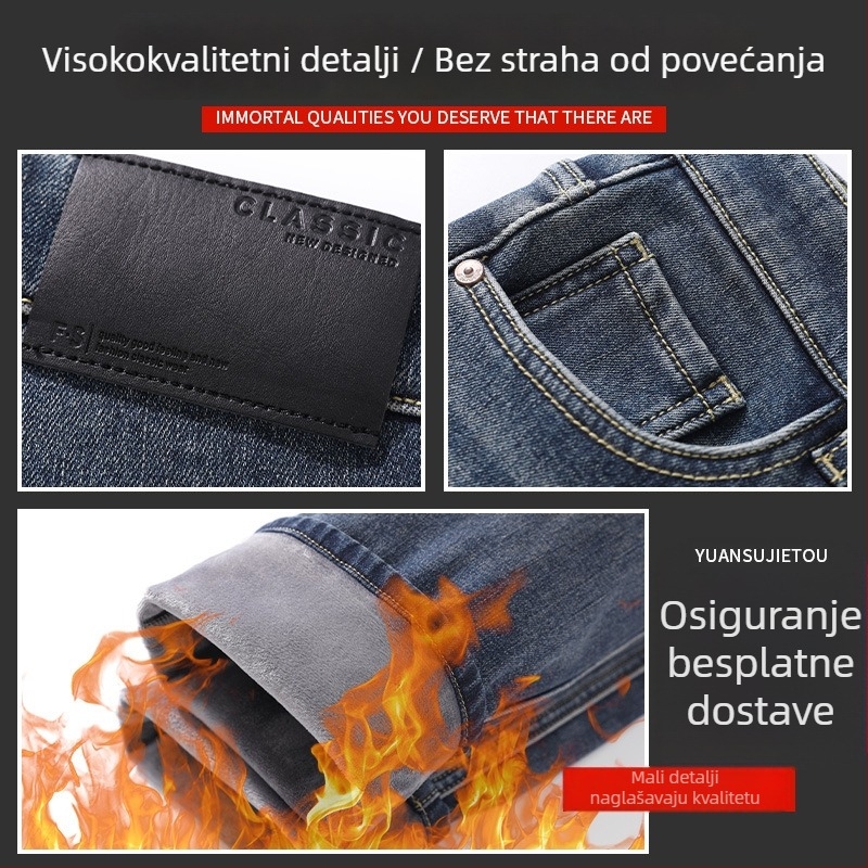 Muške traperice ravnog kroja, debele s flis podstavom, tople za zimu, veće veličine