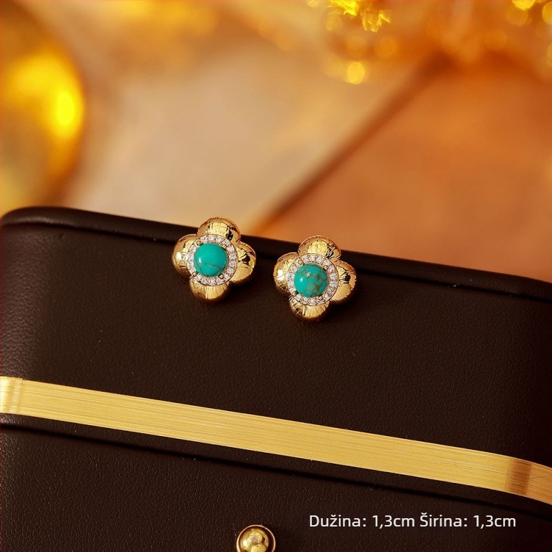 Naušnice s tirkiznim geometrijskim dizajnom, 925 srebrne klinovi, Aini beni, lagani luksuzni stil