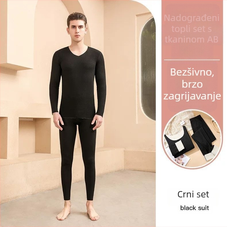 Nikon Wolf unisex termalni set donjeg rublja od poliestera s velurom, okrugli ovratnik, funkcija grijanja, srednja gustoća 181–200 g/m²