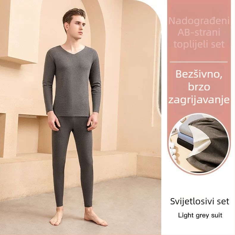 Nikon Wolf unisex termalni set donjeg rublja od poliestera s velurom, okrugli ovratnik, funkcija grijanja, srednja gustoća 181–200 g/m²