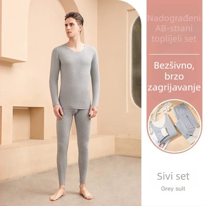 Nikon Wolf unisex termalni set donjeg rublja od poliestera s velurom, okrugli ovratnik, funkcija grijanja, srednja gustoća 181–200 g/m²