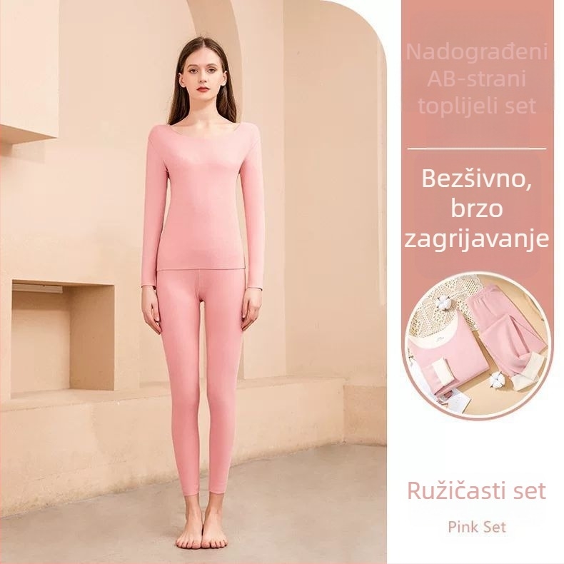 Nikon Wolf unisex termalni set donjeg rublja od poliestera s velurom, okrugli ovratnik, funkcija grijanja, srednja gustoća 181–200 g/m²