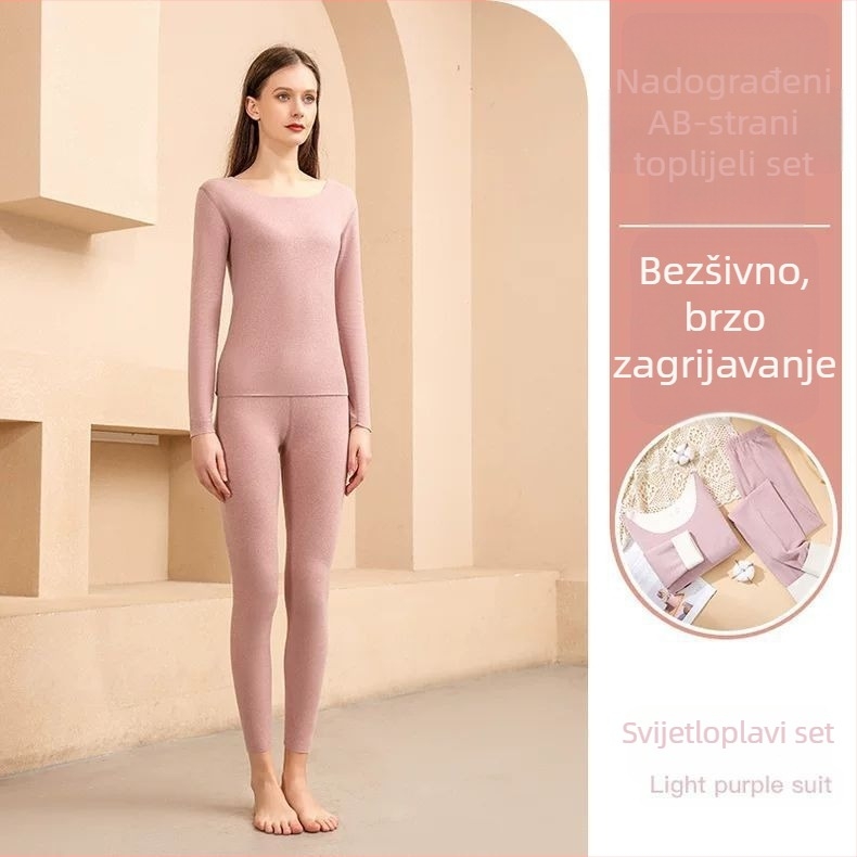 Nikon Wolf unisex termalni set donjeg rublja od poliestera s velurom, okrugli ovratnik, funkcija grijanja, srednja gustoća 181–200 g/m²