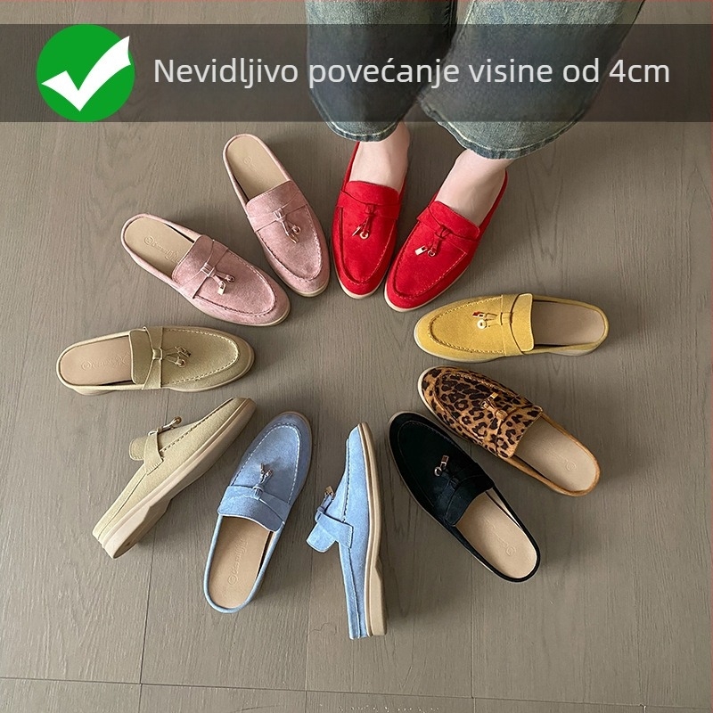 Ženske mokasine s resama i kopčom, gornji dio od mikrovlakana, gumeni potplat, niski potpetica 3–6 cm