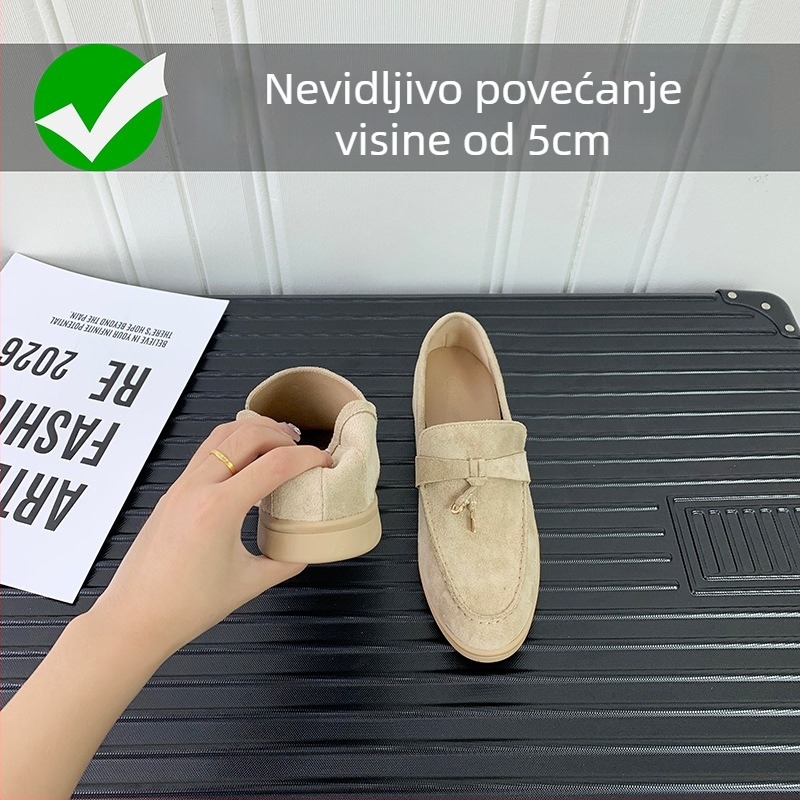 Ženske mokasine s resama i kopčom, gornji dio od mikrovlakana, gumeni potplat, niski potpetica 3–6 cm