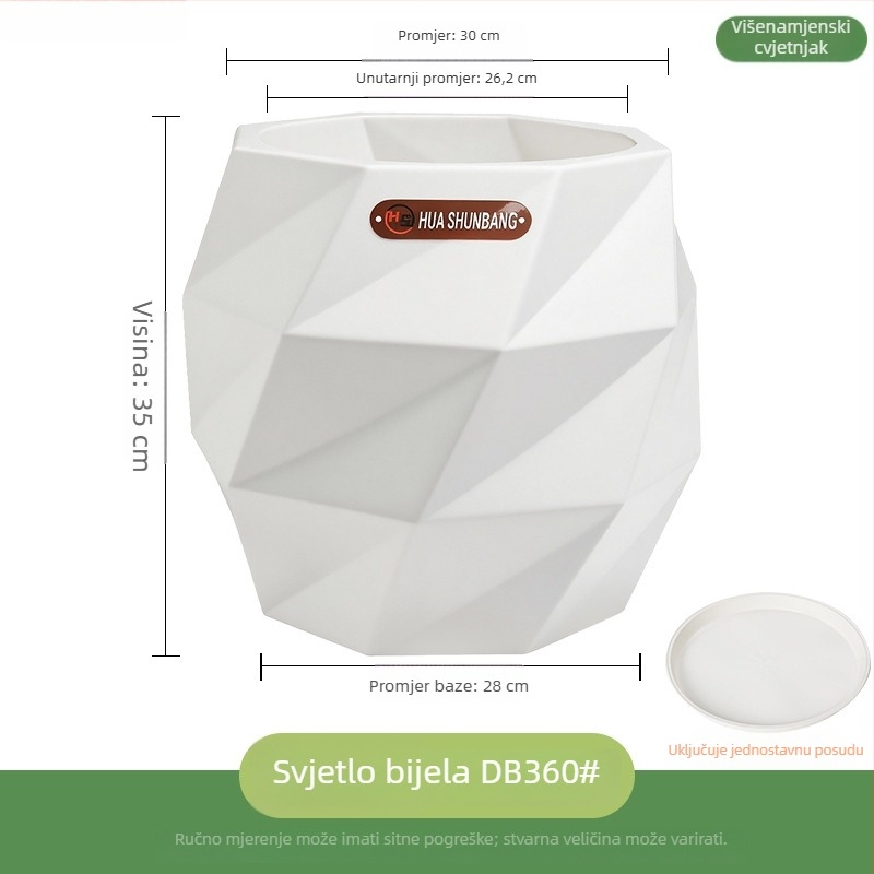 Kvetinac od smole, romboidnog oblika, podni stalak, nordijski minimalistički stil
