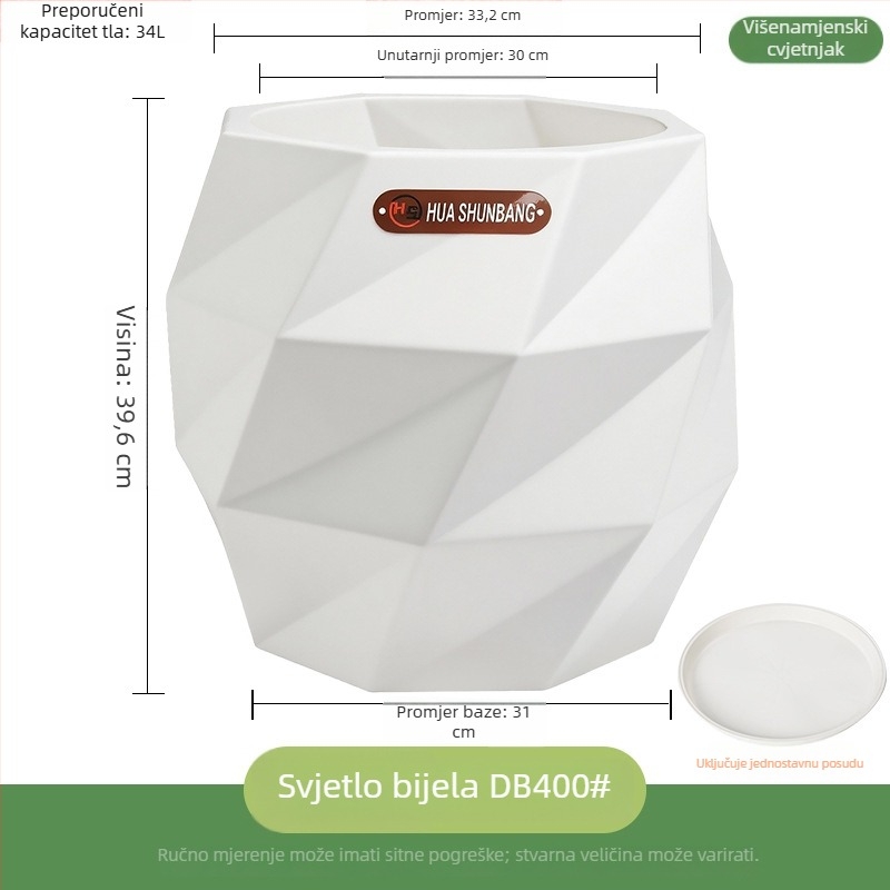 Kvetinac od smole, romboidnog oblika, podni stalak, nordijski minimalistički stil