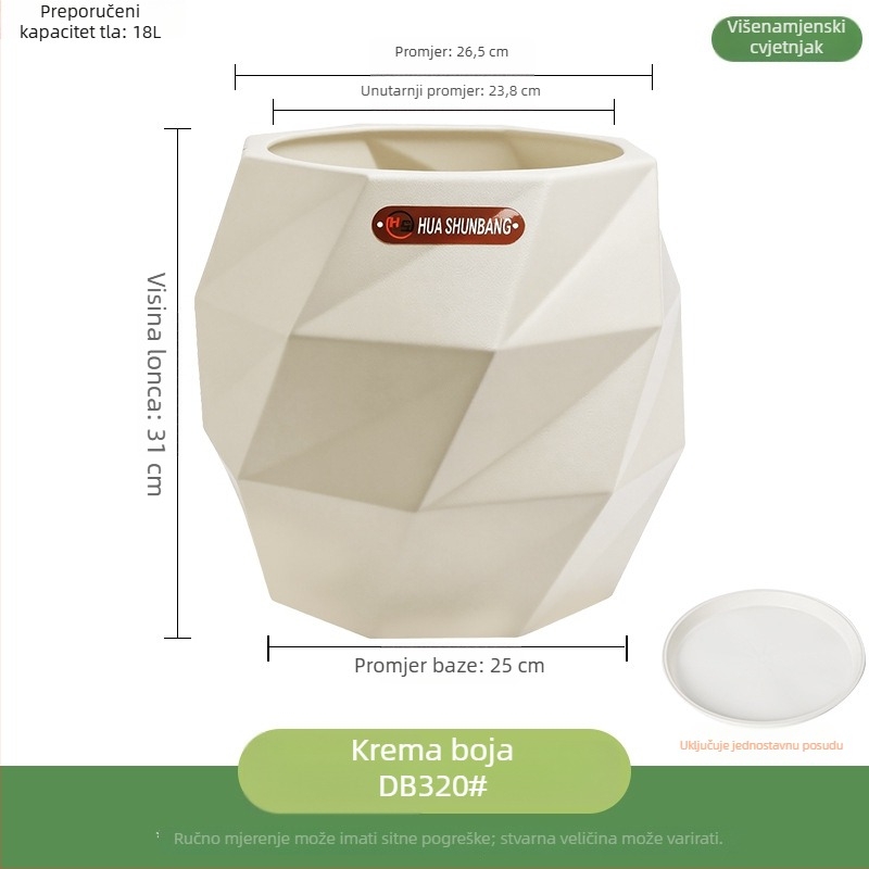 Kvetinac od smole, romboidnog oblika, podni stalak, nordijski minimalistički stil