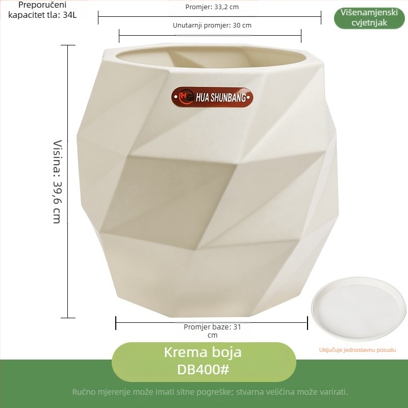 Kvetinac od smole, romboidnog oblika, podni stalak, nordijski minimalistički stil