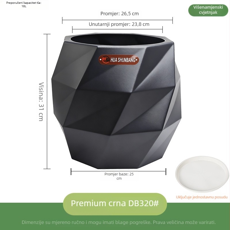 Kvetinac od smole, romboidnog oblika, podni stalak, nordijski minimalistički stil