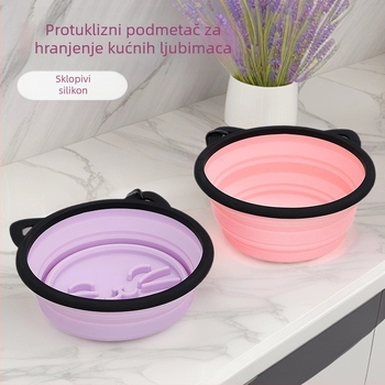 Integrirano dvostruko silikonsko posudje za kućne ljubimce – ekološki silikon, dvije zdjele od 350 ml svaka, privatna marka dostupna