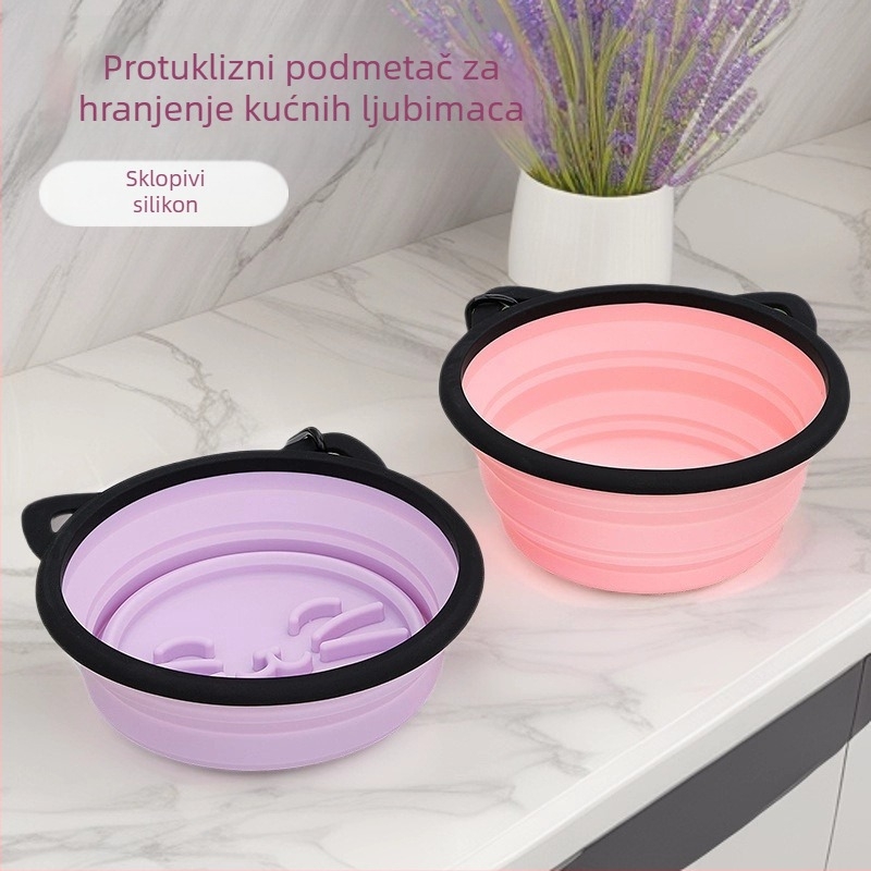 Integrirano dvostruko silikonsko posudje za kućne ljubimce – ekološki silikon, dvije zdjele od 350 ml svaka, privatna marka dostupna