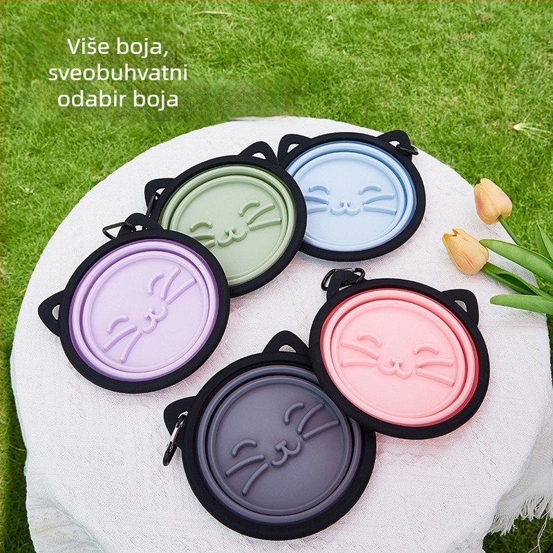 Integrirano dvostruko silikonsko posudje za kućne ljubimce – ekološki silikon, dvije zdjele od 350 ml svaka, privatna marka dostupna