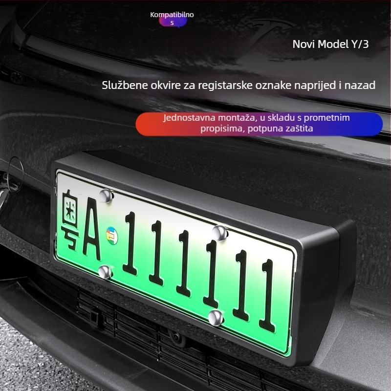 Okvir za registarsku pločicu za Tesla Model Y3/YL, dodatna oprema bez prilagodbe