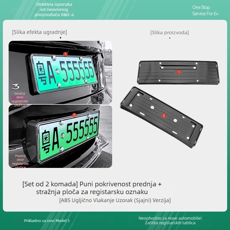 Okvir za registarsku pločicu za Tesla Model Y3/YL, dodatna oprema bez prilagodbe