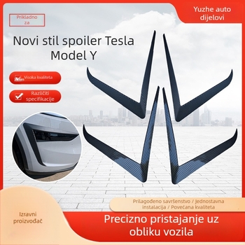 Tesla Model Y/Model 3: dekorativni okvir za svjetla prednjeg branika i obrva, prilagodljivo, karbonski uzorak
