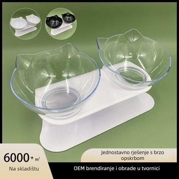 Plastična uzdignuta dvostruka posuda za mačke i pse, nagib 15°, zaštita vratne kralježnice